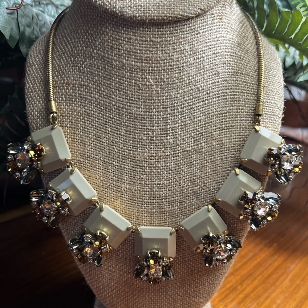 J. Crew Gold and Cream Floral Necklace 107 grams. Vintage